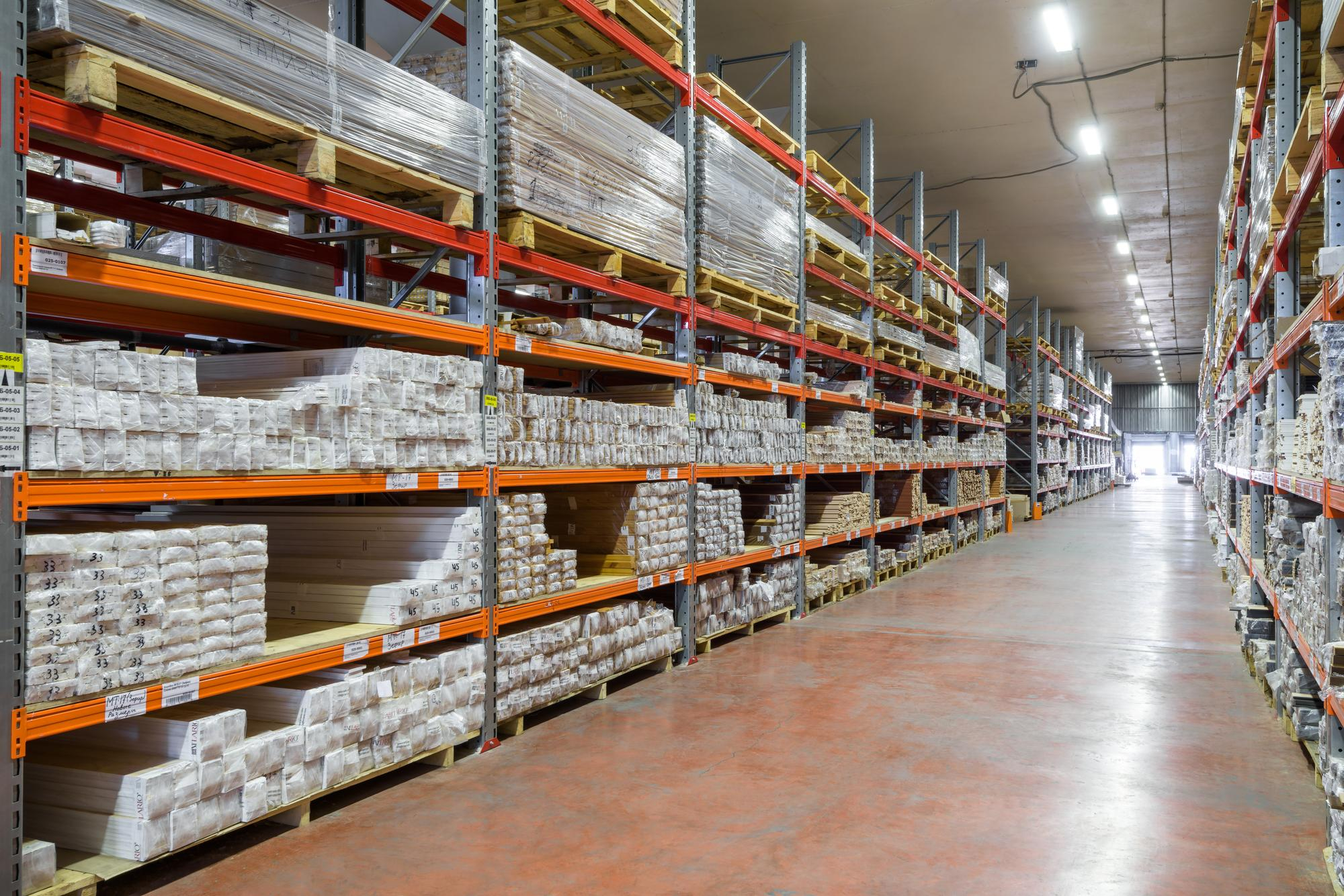 Timber and building materials stacked on racking in the RGMS yard
